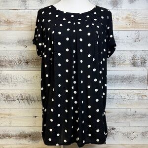 Anthropologie Holding Horses Black White Polka Dot Dress Size S Pleated Pockets